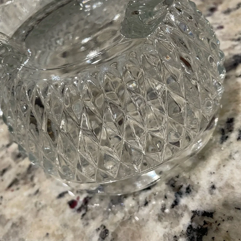 🩶 Elegant VTN Cut Glass Condiment footed Serving Dish Trio Set of 3 Fluted edge